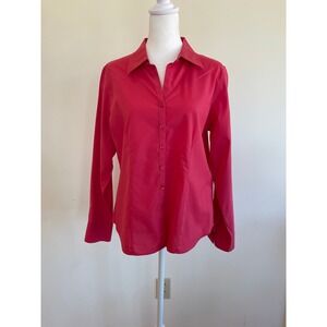 Talbots Petites Wrinkle Resistant Stretch Button Down Shirt Pink Size 10P